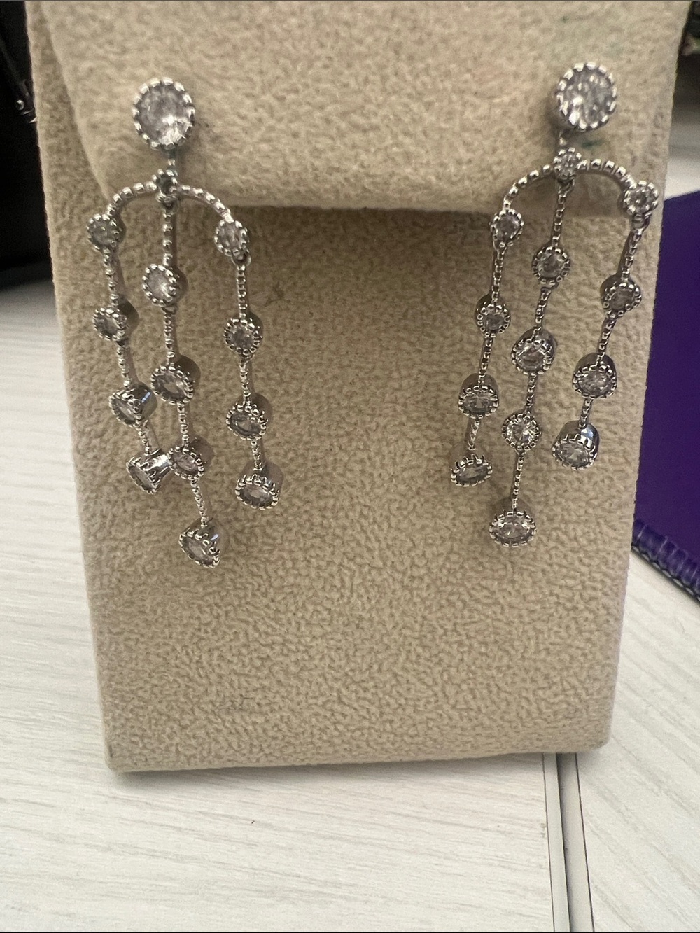 Dangling Sterling Silver Crystal Drop Earrings - Women Jewelry